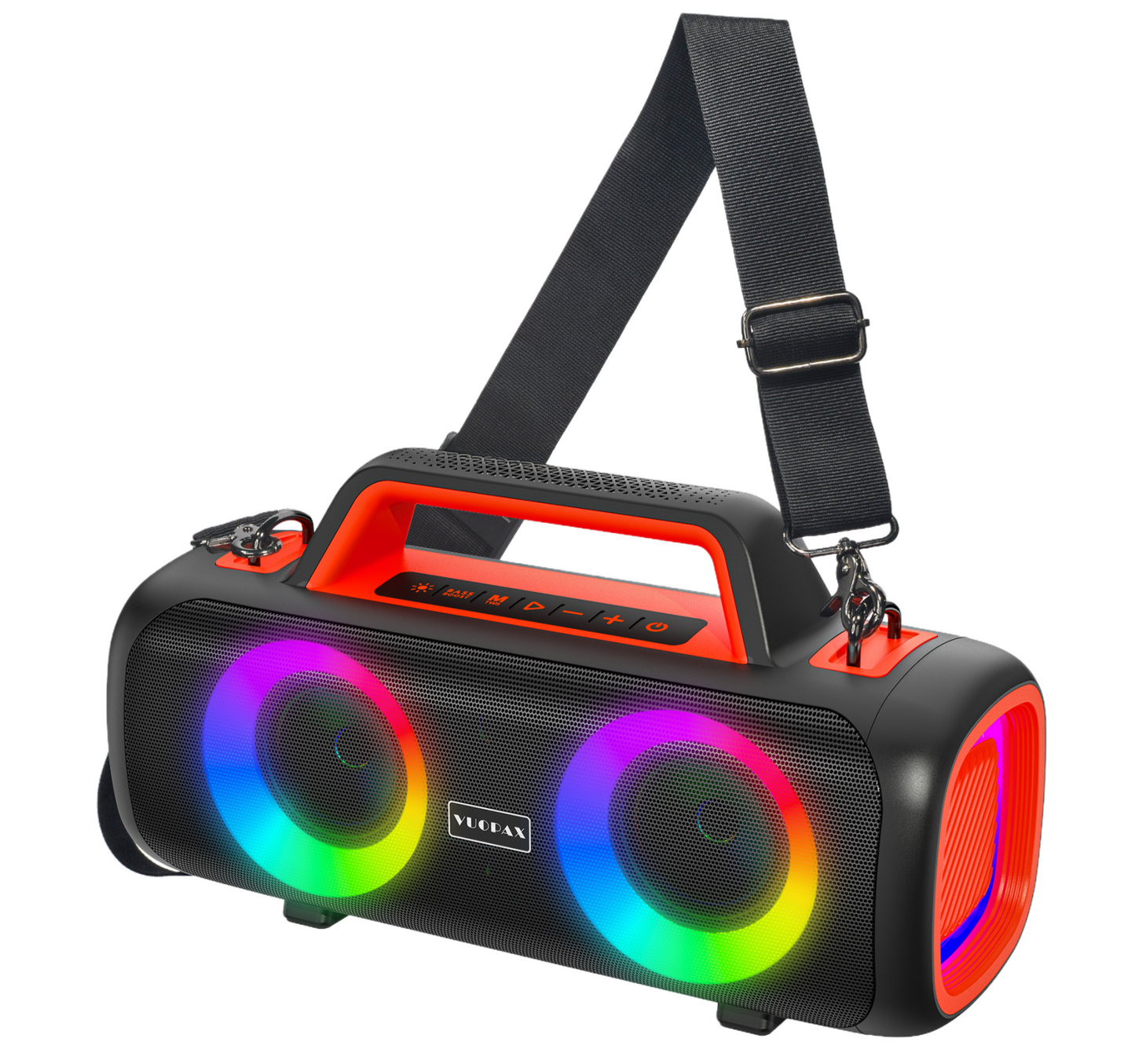 B54 portable Bluetooth speaker, dual subwoofers, IP65 waterproof design, disco light, Bluetooth 5.3