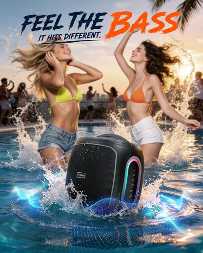 Portable Bluetooth Speaker Wireless,200W Peak Loud Super Deep Bass 6.5" Woofer Outdoor Speaker W/ 18000mAh 24H, BT5.4, IP65 Waterproof, RGB Lights, TWS,Party for Camping, Beach,Work,BBQ