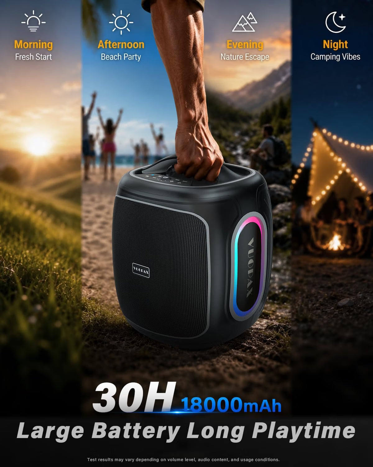 Portable Bluetooth Speaker Wireless,200W Peak Loud Super Deep Bass 6.5" Woofer Outdoor Speaker W/ 18000mAh 24H, BT5.4, IP65 Waterproof, RGB Lights, TWS,Party for Camping, Beach,Work,BBQ