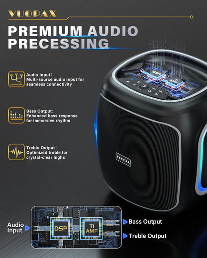 Portable Bluetooth Speaker Wireless,200W Peak Loud Super Deep Bass 6.5" Woofer Outdoor Speaker W/ 18000mAh 24H, BT5.4, IP65 Waterproof, RGB Lights, TWS,Party for Camping, Beach,Work,BBQ