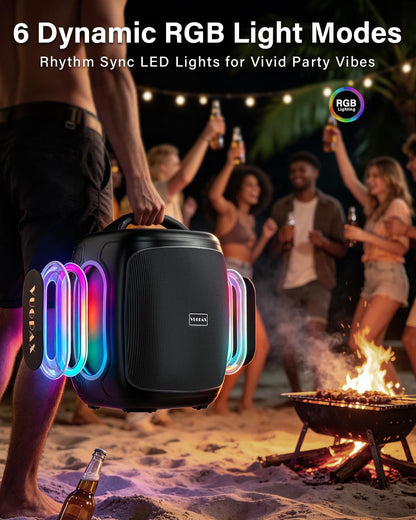 Portable Bluetooth Speaker Wireless,200W Peak Loud Super Deep Bass 6.5" Woofer Outdoor Speaker W/ 18000mAh 24H, BT5.4, IP65 Waterproof, RGB Lights, TWS,Party for Camping, Beach,Work,BBQ