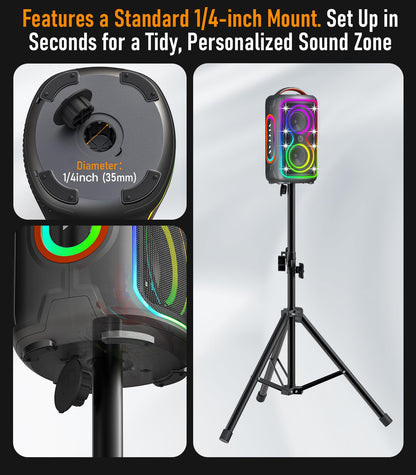 B72  portable Bluetooth speaker features party lights, dual subwoofers, IP65 water resistance, and wireless Bluetooth 5.4