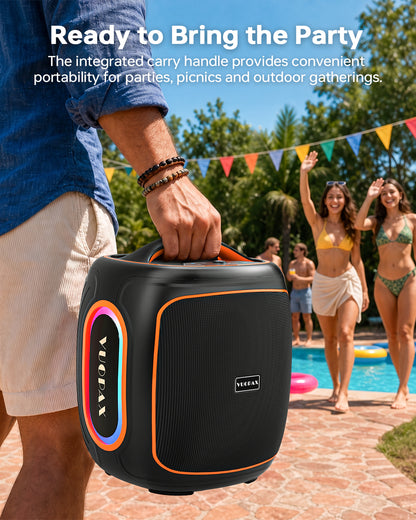 Portable Bluetooth Speaker Wireless,200W Peak Loud Super Deep Bass 6.5" Woofer Outdoor Speaker W/ 18000mAh 24H, BT5.4, IP65 Waterproof, RGB Lights, TWS,Party for Camping, Beach,Work,BBQ