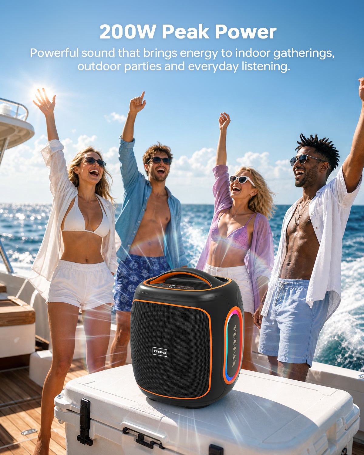 Portable Bluetooth Speaker Wireless,200W Peak Loud Super Deep Bass 6.5" Woofer Outdoor Speaker W/ 18000mAh 24H, BT5.4, IP65 Waterproof, RGB Lights, TWS,Party for Camping, Beach,Work,BBQ