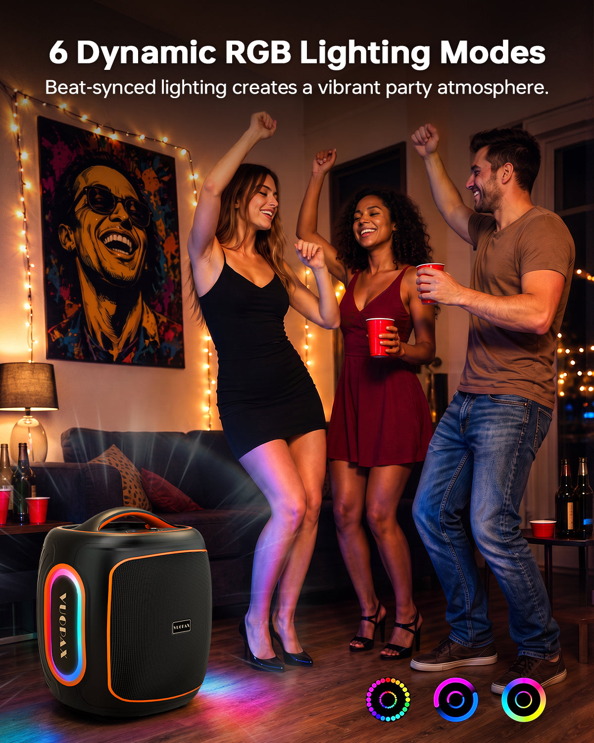 Portable Bluetooth Speaker Wireless,200W Peak Loud Super Deep Bass 6.5" Woofer Outdoor Speaker W/ 18000mAh 24H, BT5.4, IP65 Waterproof, RGB Lights, TWS,Party for Camping, Beach,Work,BBQ