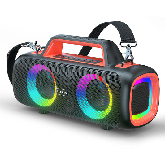 B54 portable Bluetooth speaker, dual subwoofers, IP65 waterproof design, disco light, Bluetooth 5.3